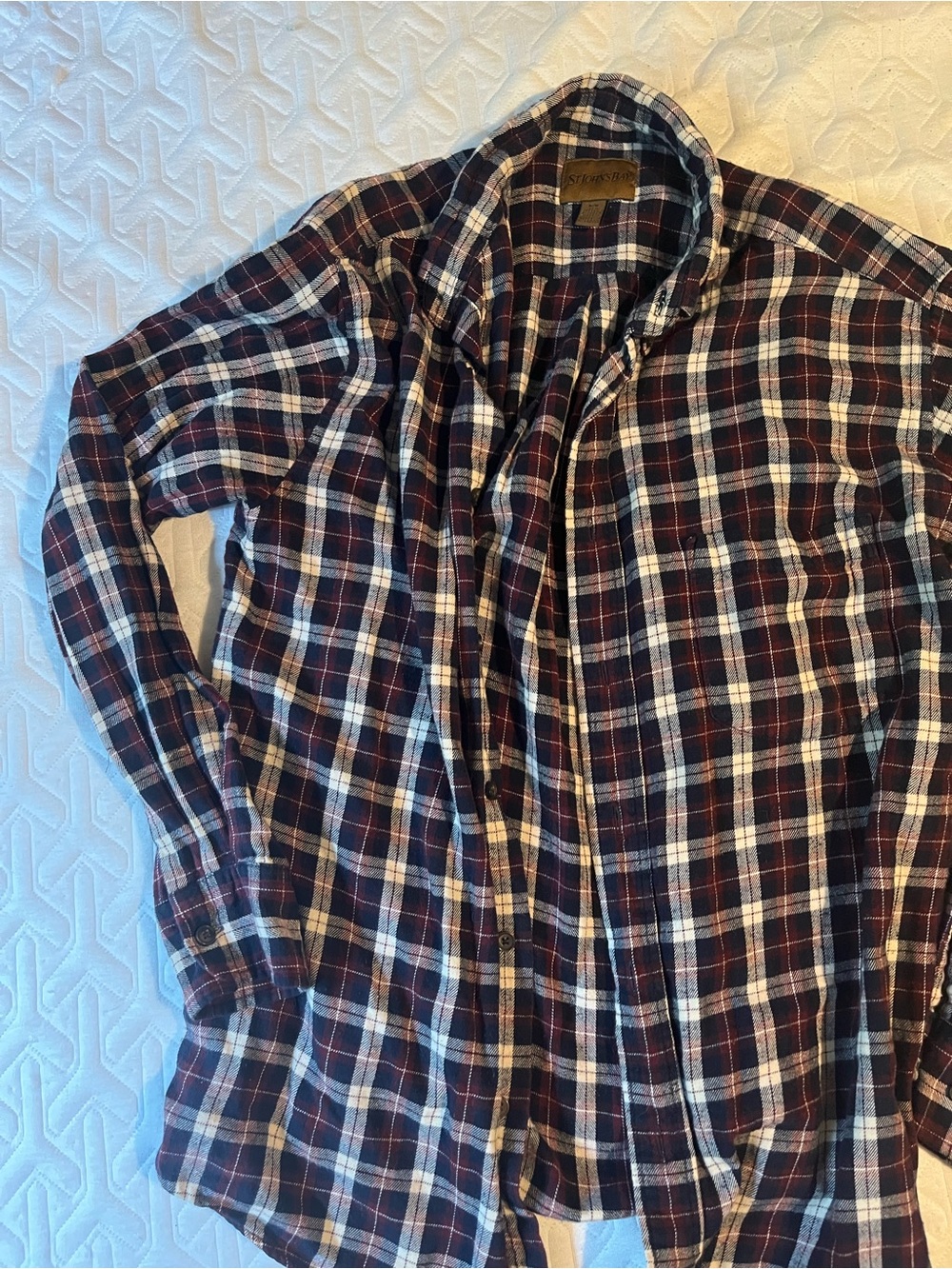 St. John's Bay Plaid Button-Down Shirt - Navy, Red, White